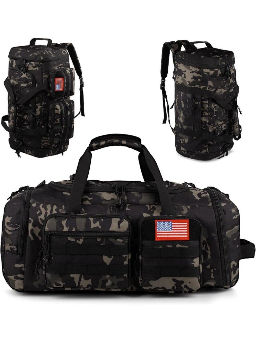 Large 70L Tactical Gym Duffle Bag - 3-in-1 Sports Travel Tote for Men
